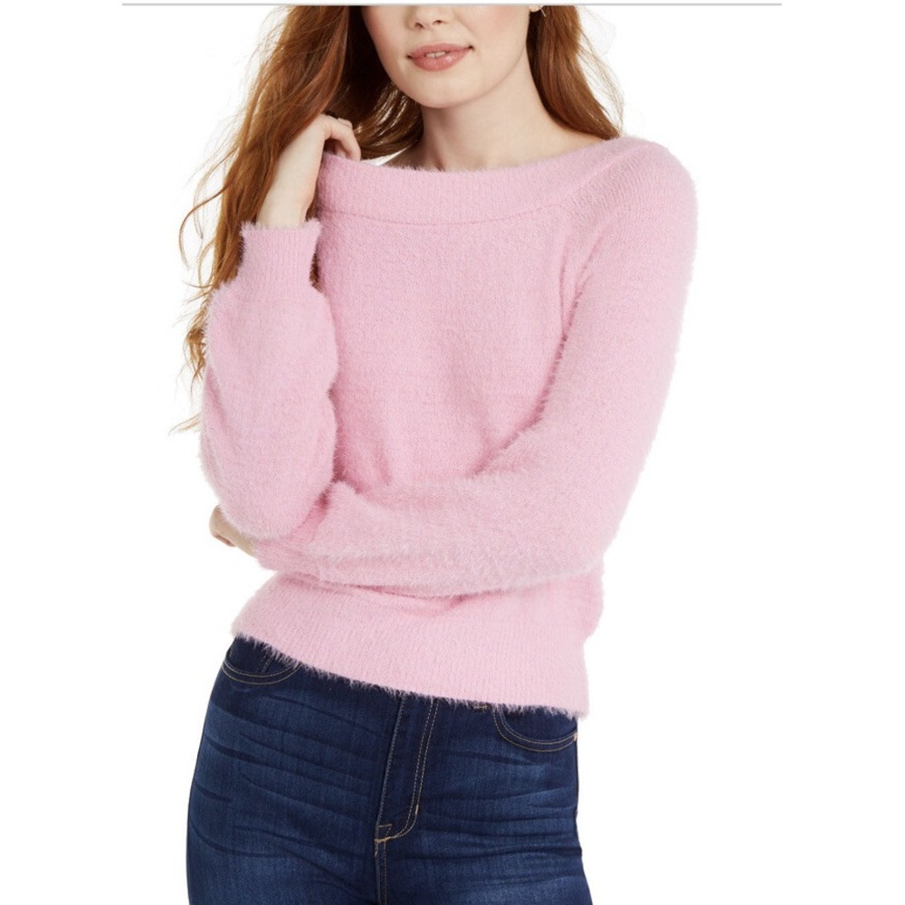 Almost Famous Sweater Pink Juniors Off The Shoulder Sweater Size M A004511